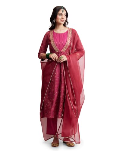 Image of Amazon Brand - Myx Women's Layered Kurta Set with Dupatta | Salwar Suit Set (Available in Plus Sizes)