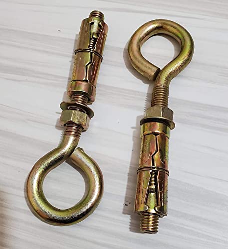 VENOM Iron Metal Wall Anchor Brass Fasteners Golden Bullet Eye Bolt Screw Hook I Bolt (12MM, Pack of 10) - Image 2 thumbnail