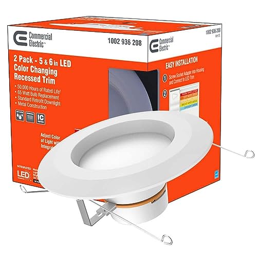 Commercial Electric 6 in. Matte White Integrated LED Recessed Trim 5-Ways (2-Pack)