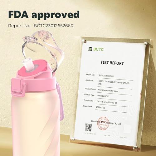 JMEY Air Water Up Bottle with Flavour Pod,32oz Leakproof Scented Water Bottle,BPA &Leak Proof Free Drinking Bottles, Sports Water Bottle with Straw Perfect for Office,School,Gym,and Sports-(Pink)
