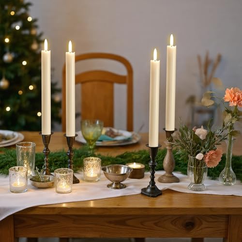 Image of Taper Candles Battery Operated with Remote Timer, with Remote Timer Flameless Taper Candles, LED Flameless Candlesticks for Halloween Christmas Home Decor(Set of 3, 0.78 inch x 9.65 inch)