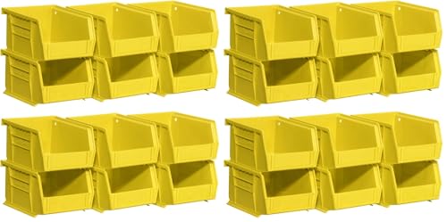 Image of Akro-Mils Storage Bins 30210, Plastic | Stackable | Hanging Design | 5 inch x 4 inch x 3 inch | Yellow | Pack of 24