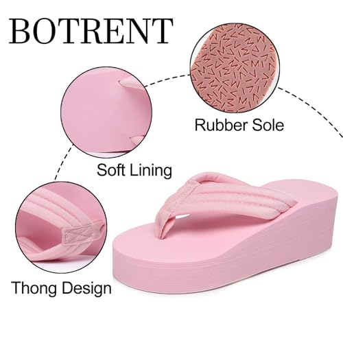 Women's Foam Platform Thong Slides Sandals Round Open Toe Lightweight Non Slip Wedge Heel Flip Flops Fashion Party Slip On Sandals3