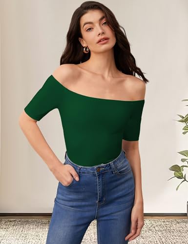 Image of Sarin Mathews Women's Sexy Off The Shoulder Tops Long Sleeve Slim Fit Stretchy Shirts Blouses Top