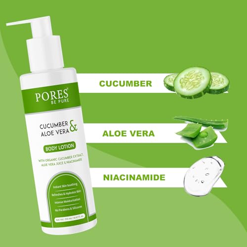 Image of PORES BE PURE Deep Nourish Body Lotion with Cucumber & Aloe Vera | Hydrating & Refreshing Daily Moisturizer for Soft, Smooth & Glowing Skin | Suitable for All Skin Types - 250ml