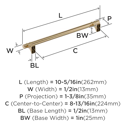 Image of Amerock Davenport 8-13 /16 inch (224mm) Center-to-Center Golden Champagne Cabinet Pull, BP36619BBZ