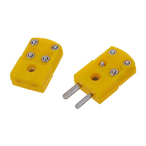 Pasuihcay Yellow Plastic Shell K Type Thermocouple Plug Socket Connector Set, Yellow, Silver