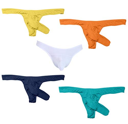 COMLIFE Mens Ice Silk G-string Thongs Valentine's Day Panties for Men's Underwear Modal U Convex Elephant Trunk Thong