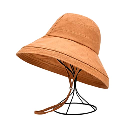 Chapeau pliable grand bord BeFur pour femme - Protégez votre visage du soleil en couleur chameau