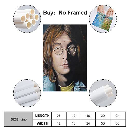 John Lennon (3) Poster vintage sur toile sans cadre pour décoration murale 60 x 90 cm - Les Beatles, Paul McCartney, John Lennon, RIngo Starr, George Harrison John Lennon (3) Poster vintage sur toile sans cadre pour décoration murale 60 x 90 cm – Image 3