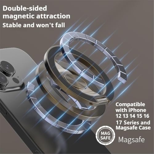 Image of MagSafe Phone Ring Holder & Spinner VANAMALI Dual Side Magnetic Kickstand & Finger Grip - Strong Magnet Stand Compatible for iPhone, Samsung & All Smartphones, Gym pod