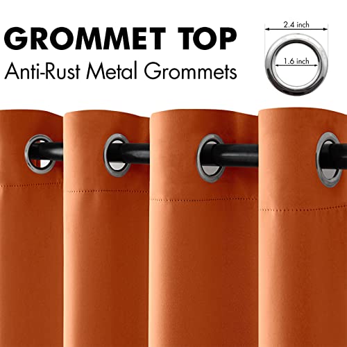 MIULEE Blackout Curtains Room Darkening Thermal Insulated Fall Drapes Solid Window Treatment Set Grommet Top Light Blocking Curtain for Living Room/Bedroom 2 Panels 42 x 63 inch, Orange