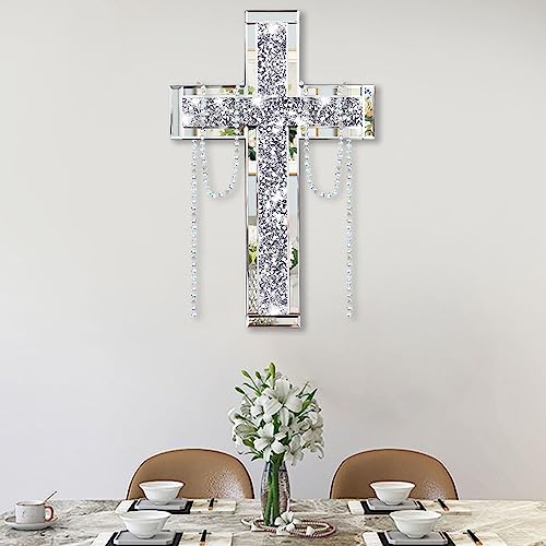Uaussi Crystal Crush Diamond Wall Cross 20x12.5 Inch Mirrored Hanging Cross Décor for Wall & Table Decorative Home Religious Indoor Outdoor - Image 5