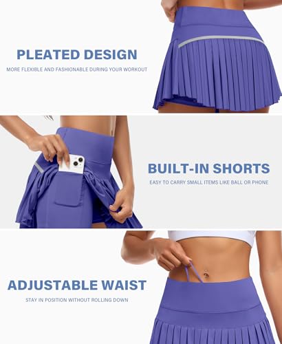 Image of JoyGirl Womens Pleated Tennis Skirt High Waist Golf Skort | Built-in Shorts with Pockets, Mini Athletic Skirt, Breathable, for Tennis Golf Pickleball Workout