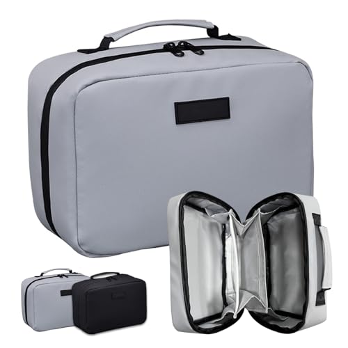 LOKLNEYK Elite Accordion Toiletry Bag, Multi-compartment Travel Toiletry Organizer with Wet & Dry Separation Pouches, Mens Toiletry Bag Wide Opening, Waterproof Large Capacity (grey)