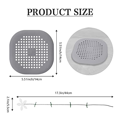 image for Susimond 4PCS Shower Drain Hair Catcher with Flower Hair Trap, Square 