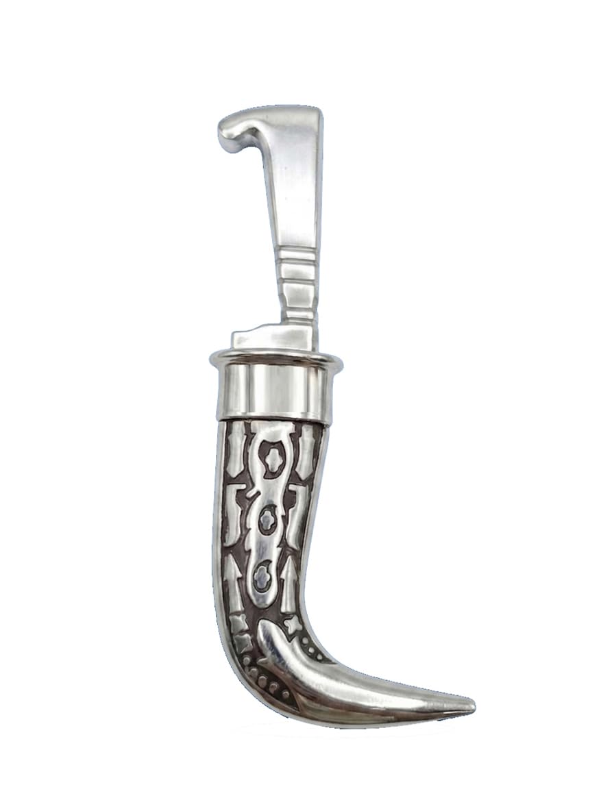 Sikh Kirpan with Sarbhloh Blade and Engraved Scabbard, Silver, 7 Inch colour-image-10