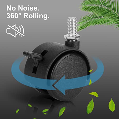 Dalyndar 4 Pack 1.5 Inch Swivel Stem Caster Wheels Replacement Casters 1.5'' Furniture Wheel With Locking Brake Metric Threaded Stem M8 Wheels For Table Drawer Plant Shelf Metal Rack Laundry Basket #TOP3