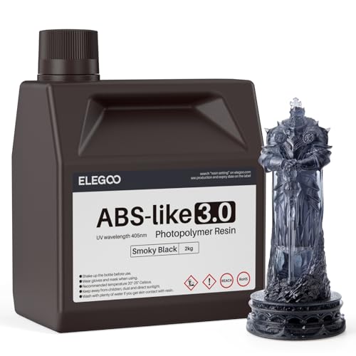 Image of ELEGOO ABS-Like 3.0 3D Printer Resin Smoky Black 2000g | High Strength and Toughness, High Precision, Low Viscosity, UV-Curing Photopolymer Resina for MSLA DLP LCD 3D Printers