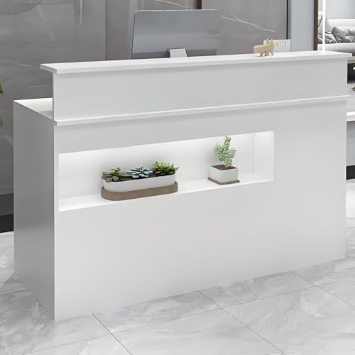 Mesa de recepción con cajones y cable para cajoneras, mostrador de recepción de venta al por menor, mostrador de pie moderno para supermercados, comodidad