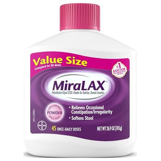 MiraLAX Laxative Powder for Gentle Constipation Relief, #1 Dr. Recommended Brand, 45 Dose Polyethylene Glycol 3350, Stimulant-Free, Softens Stool