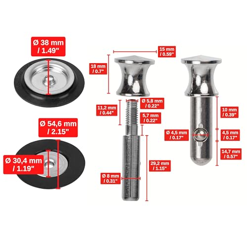 Siebkörbchen Ersatz Dichtung mit Zapfen, 1 Set, kompatibel mit IKEA LILLVIKEN 70311541, 29,2 mm langer Zapfen mit Kugel, Dichtring mit Ø 54,6 mm aussen, 30,4 mm innen, Ersatzteil für Lillviken Abfluss