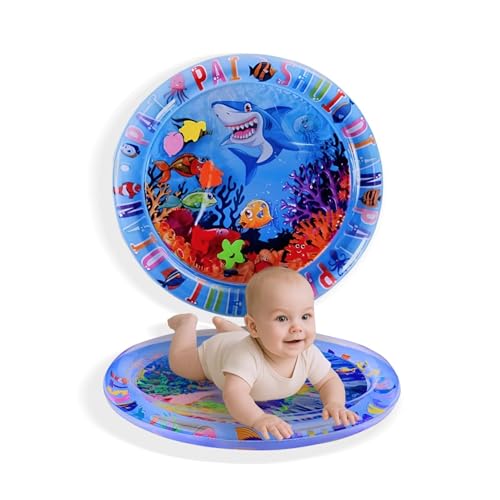 Image of Mashes inch Baby Kids Water Play Mat Toys Inflatable Tummy Time Leak Proof Water Play Mat, Fun Activity Play Centre Indoor and Outdoor Water Play Mat for Baby (Blue) (Round)
