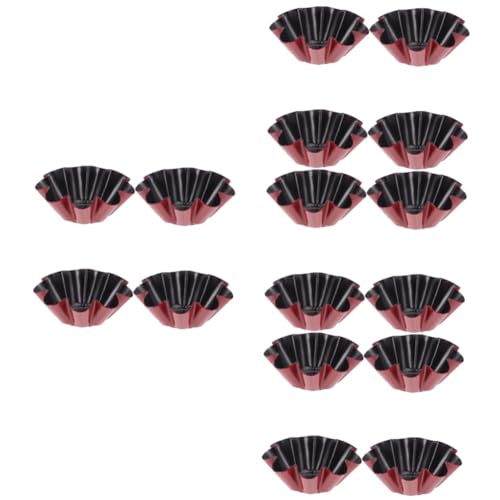 Cabilock 16 Piezas Molde De Tarta De Huevo En Forma De Flor Tazas Para Muffins Tabla De Pastel De Oro Mini Platos De Tarta Pudín Sin Recubrimiento Caja De Tarta De Huevo