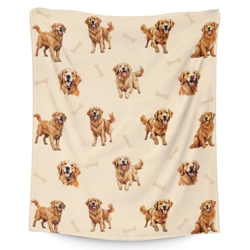 Golden Retriever Blanket - 30x40 Inches Size for Baby - Soft Fluffy Throw for Couch, Work - Beige Cute Fuzzy Gifts