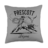 Prescott Arizona Rodeo Bull Rider Steer Wrangler Cowboy Throw Pillow
