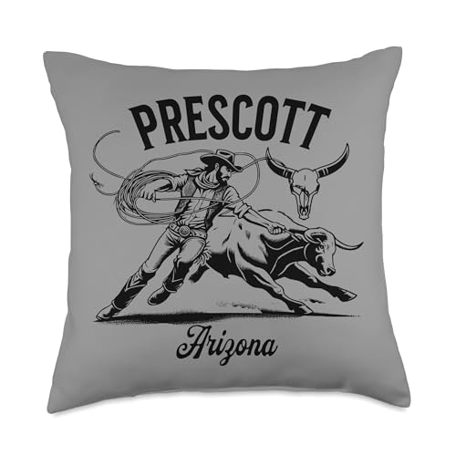 Prescott Arizona Rodeo Bull Rider Steer Wrangler Cowboy Throw Pillow