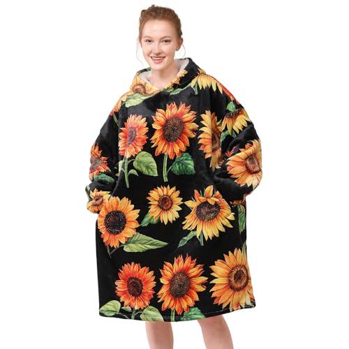 LetsFunny Blanket Hoodie Oversized Wearable Sherpa Fleece Blanket Sweatshirt Super Soft Warm Cozy with Giant Pocket Gifts for Women Men Adults Teenagers Kids One Size Fits All