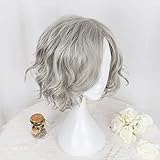 FGO Fate Grand Order Cosplay Wig Monte Cristo Edmond Dantes Short Curly Gray Silver Synthetic Hair for Adult