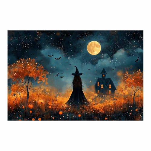 Toile Halloween TERUEA sorcière excentrique grand format pour fond photo de fête et salon