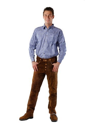 Edelnice Trachtenmode Herren Lange Trachten Lederhose mittelbraun Gr 56