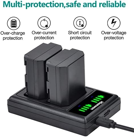 NP-FZ100 NPFZ100 Battery Charger, Hisewen Dual USB Charger Compatible with Sony Alpha A7III, A7RIII, A9, A7R3, A7RIV, A7SIII, A6600, A7C, A9II,FX3 Camera.