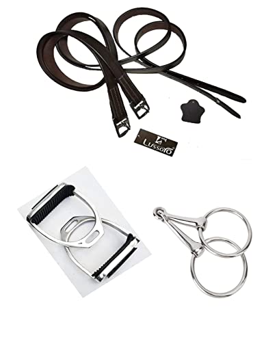 Lussoro Stirrup Leathers For Horse Leather Stirrups Horze Brown Stirrup Iron Horse Stirrup And Bit Combo Pack #TOP8