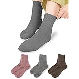[Foot is Happy～足元に幸せを～] 靴下 レディース 暖かい ゆったり 羊毛 室内 屋外 温かい あったか 冬 冬用 ゆったり 口ゴム無しみたい 蒸れない ルームソックス クルーソックス クルー丈 (JP, 数字サイズ, 22.0 cm, 25.0 cm, 3, ローズ ダークグレー ブラウン)
