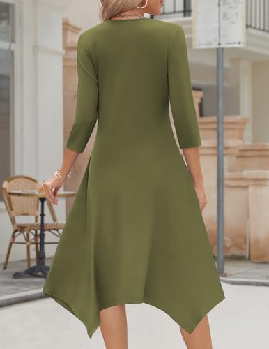 Image of Zeagoo Midi Dresses Women 2026 Dress 3 /4 Sleeve Casual Dresses with Pockets A Line Summer Beach Sundress