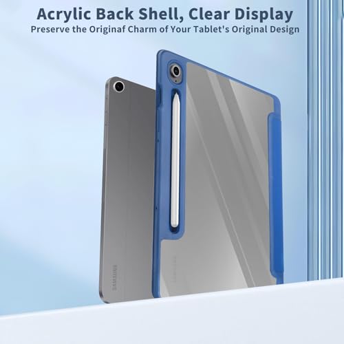 TXWLLIU Hülle für Samsung Galaxy Tab S10 Lite/S10 FE/S9 FE 10.9 Zoll mit S Pen-Halter, Tri-Fold Stand Tablet Schutzhülle, Auto Wake/Sleep, Dunkelblau