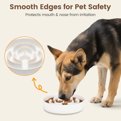 PETTOM Antischlingnapf Hunde Keramik, Anti Schling Napf Hund Ø 21cm, Schlingnapf Hunde Groß Nassfutter, Slow Feeder Hundenapf für Große und Kleine Hund