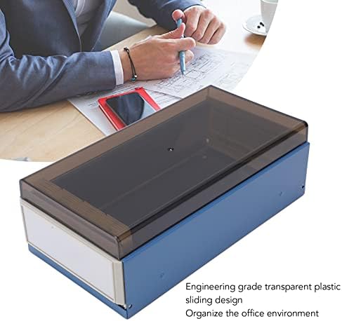 Pssopp Index Card Box,Card File Holder Organizer Metal Base Heavy Duty Enlarged Space Transparent Plastic Sliding Design Credit Card Box for Index Cards Acrylic