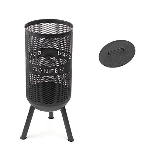 BonFeu Bonves Ø 34cm Nero - Cesto per il fuoco per il giardino - Cestello per il fuoco e pozzo del fuoco - Cesto per il fuoco a ciotola in robusto acciaio - Con griglia per la cottura