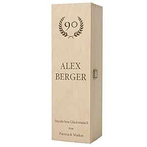 Historia Weinkiste aus Holz als Geschenk zum 90. Geburtstag mit Gravur