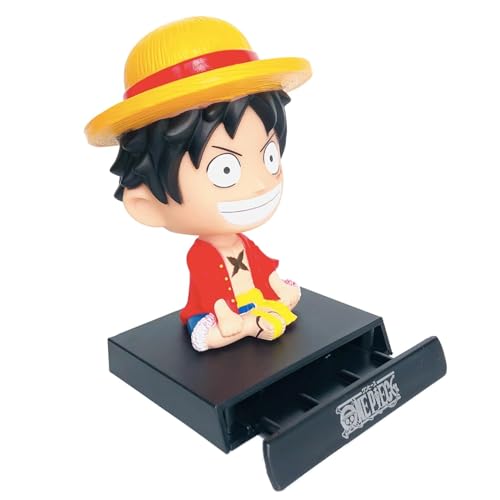 Image of Super Hero Action Figure Limited Edition Bobblehead with Mobile Holder for Car Dashboard, Office Desk & Study Table (Luffy One Piece)