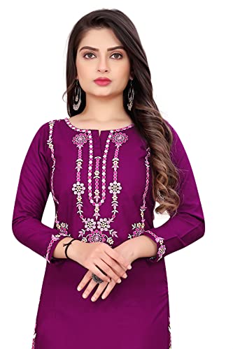 Image of Women's Rayon Embroidered Straight Kurti Under 499 Designer Attractive Look Women's Kurta