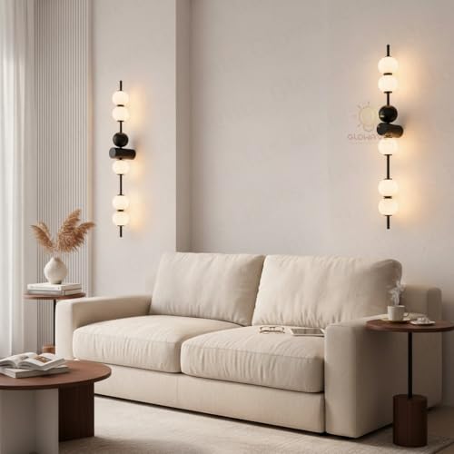 Image of Glowave Modern Vertical Multi Acrylic Ball Lights with Sleek Metal Body - Tricolor (603 /BK)