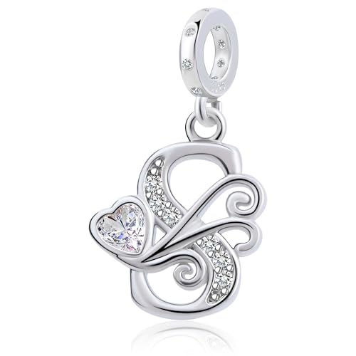 925 Sterling Silver Letter Charms for Pandora Bracelets Silver Letter S Alphabet Charm Initial Dangle Charms Beads Jewelry Gift for Women
