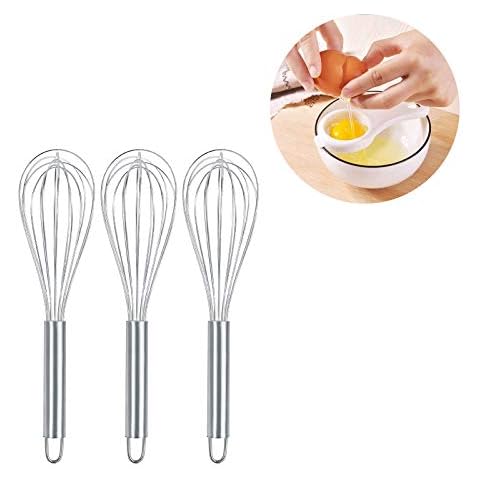 VITASUNHOW Wire Whisks for Household Purposes Pack of 3 Stainless Steel Handheld Egg Whisk 10-Inch Cover