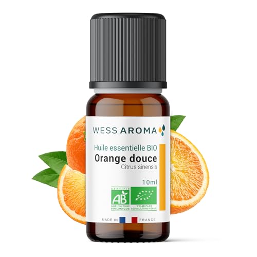 Huile Essentielle BIO d'Orange douce 10ML - Certifiée AB - 100% Pure & Naturelle, Chémotypée HEBBD - Pratiques agricoles durables - Analysée et conditionnée en France